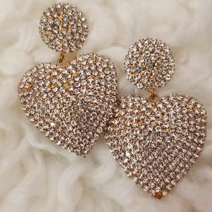Costume Jewelry- Bling Heart Earrings